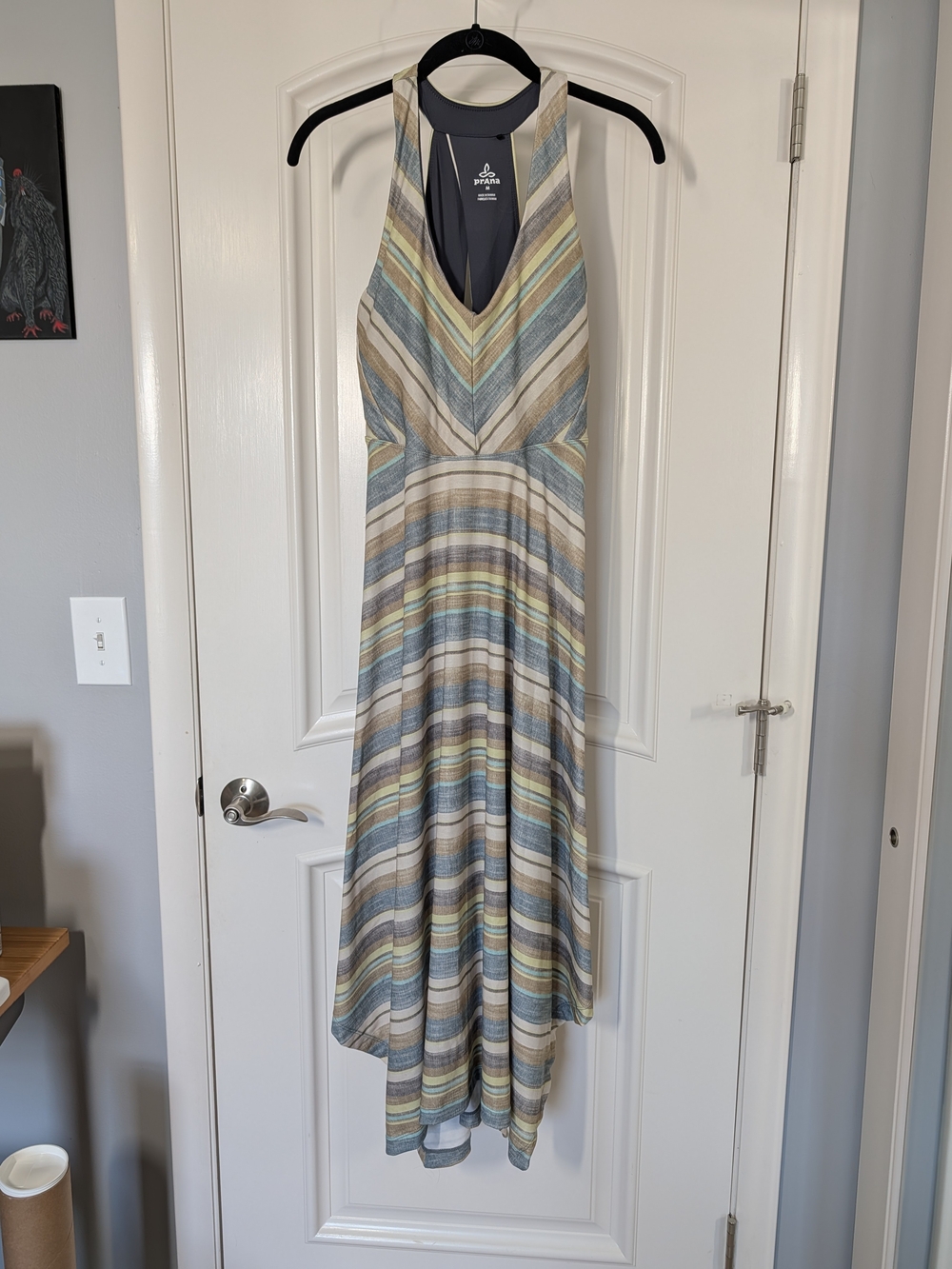 prAna Saxon Striped V-Neck Halter Maxi Dress - Size M